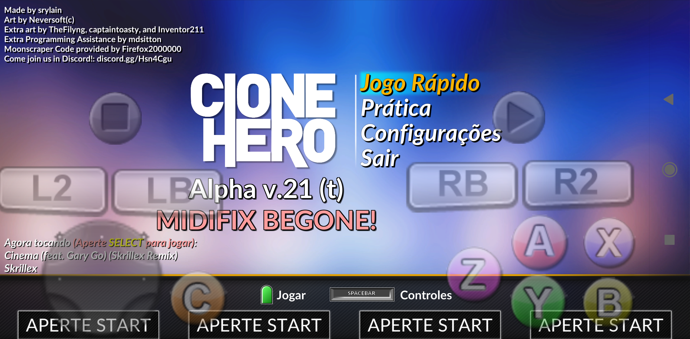 Configuração Touch para Clone Hero (GameKeyboard+)